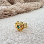 Emerald Heart Statement Ring - Flowy Mind