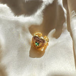 Emerald Heart Statement Ring - Flowy Mind